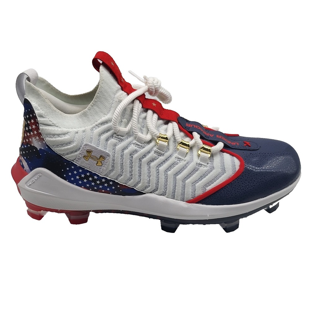 Under Armour Harper‎ 9 Pro TPU USA Cleats Mens 12 White Red Baseball 3027439-100